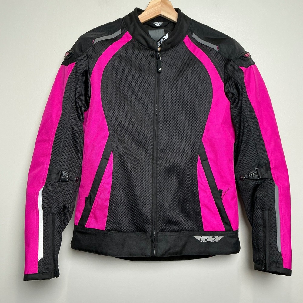 Fly Racing CoolPro Mesh Motorcycle Jacket Women M Pink Black Padded Riding EUC